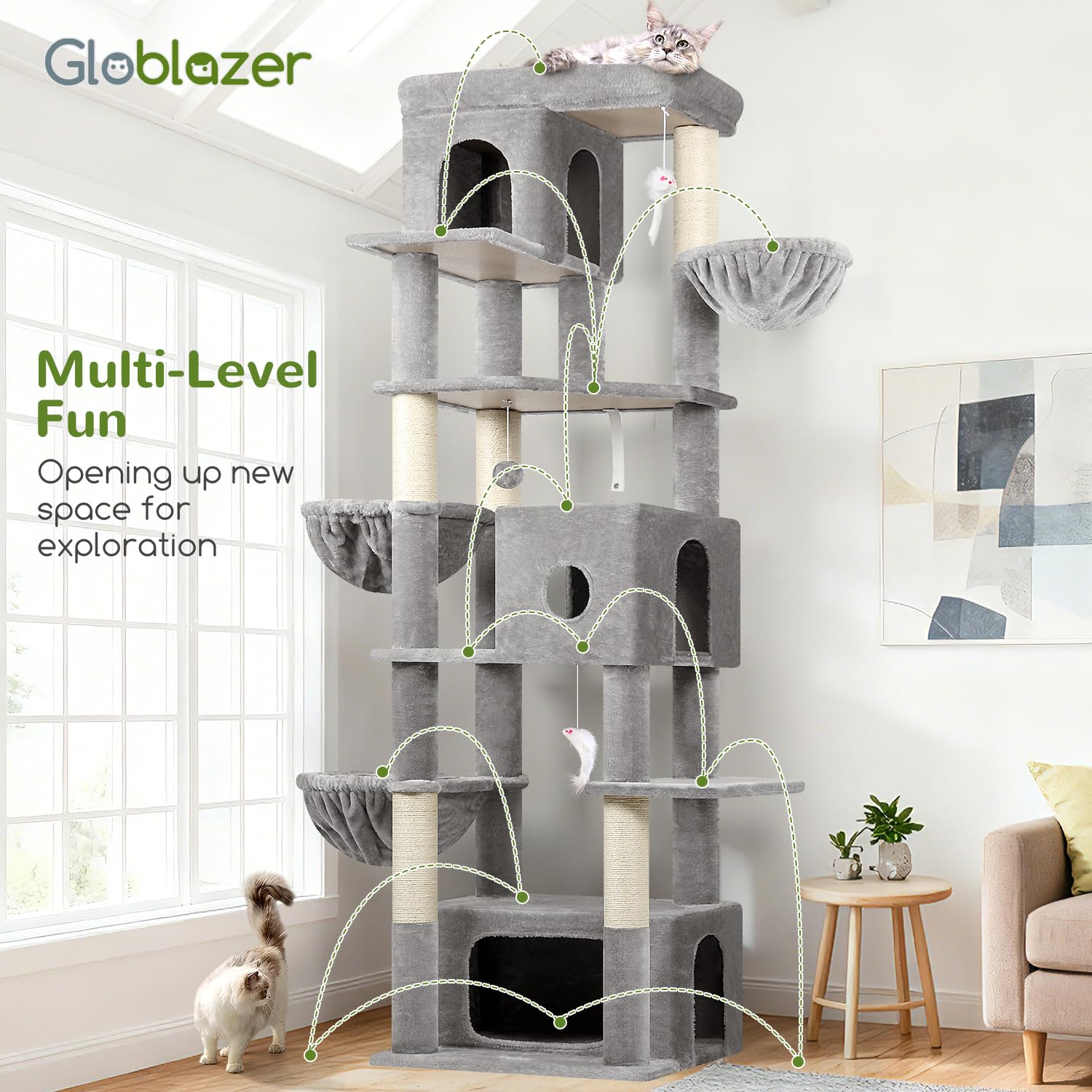 Globlazer gran arbol-gato conjunto antivuelco para instalación segura