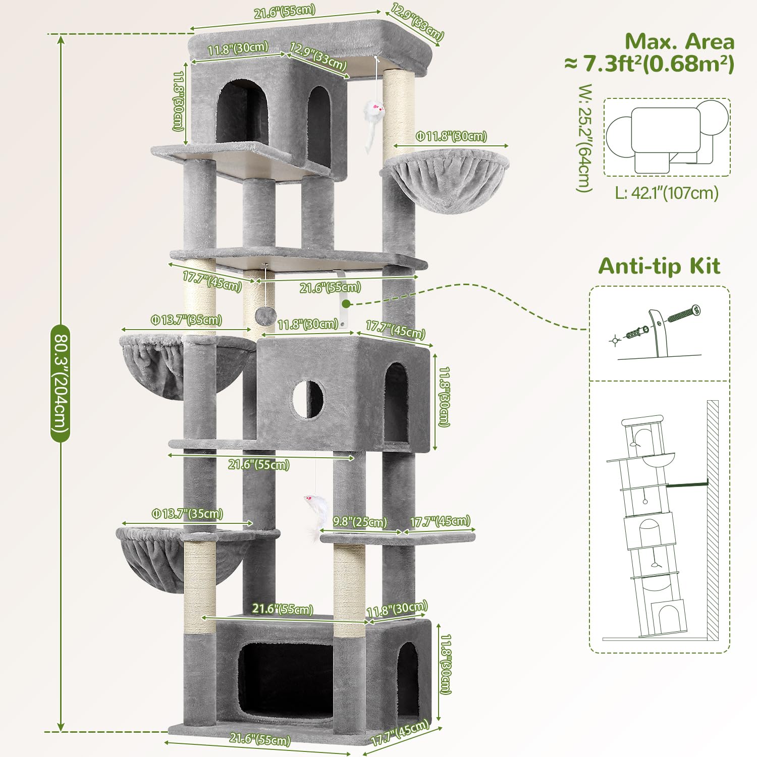 Globlazer gran arbol-gato juguetes colgantes para interacción
