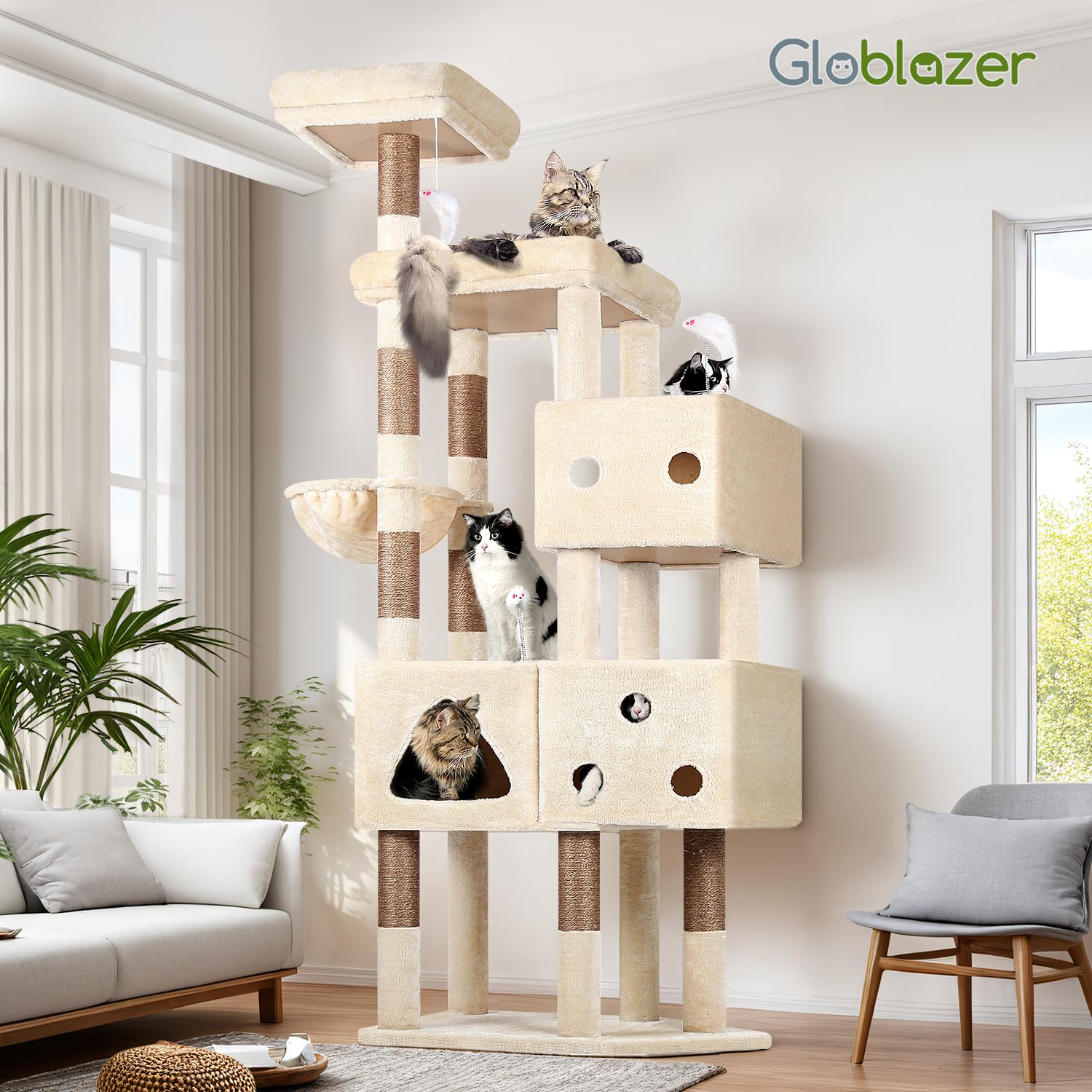 Globlazer hogar-multi-gatos-espacio, solución ideal para convivencia felina en interiores