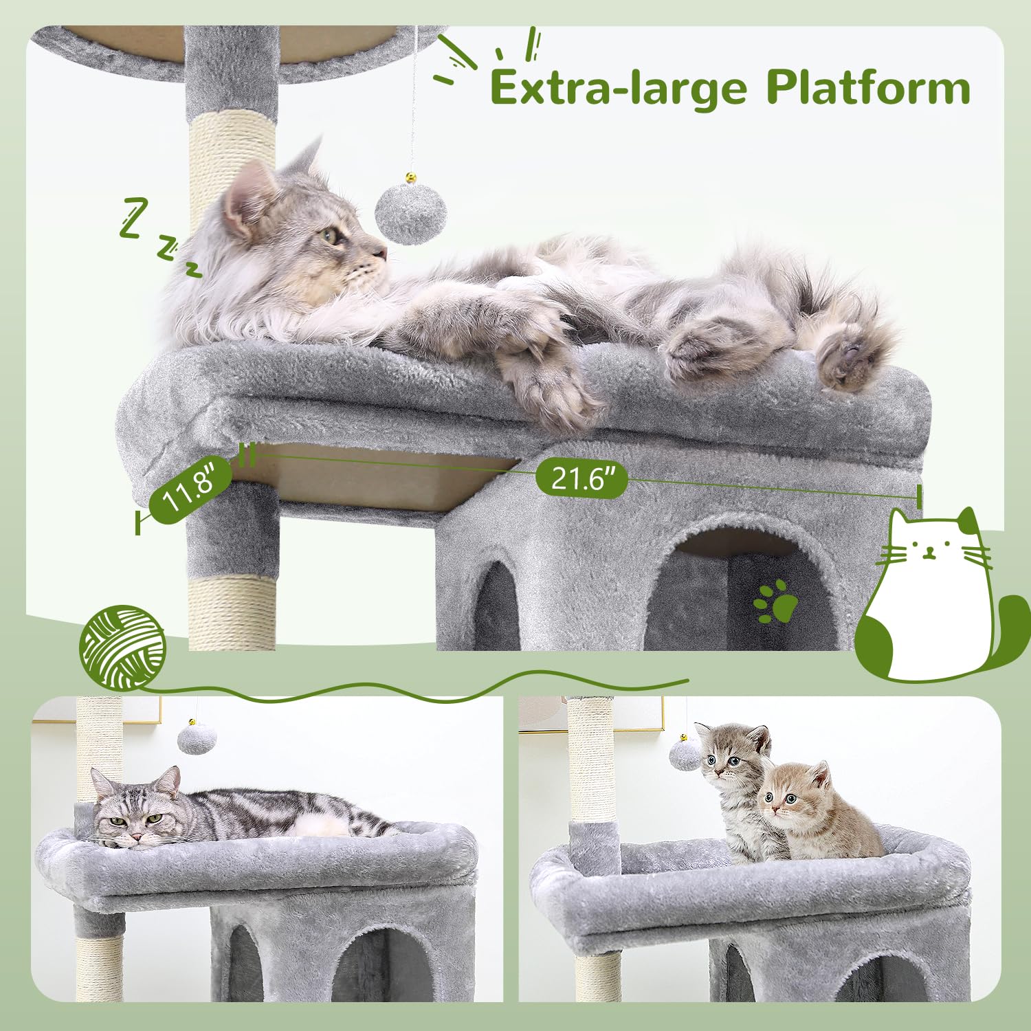 Globlazer plataforma acolchada grande, espacio cómodo para gatos adultos