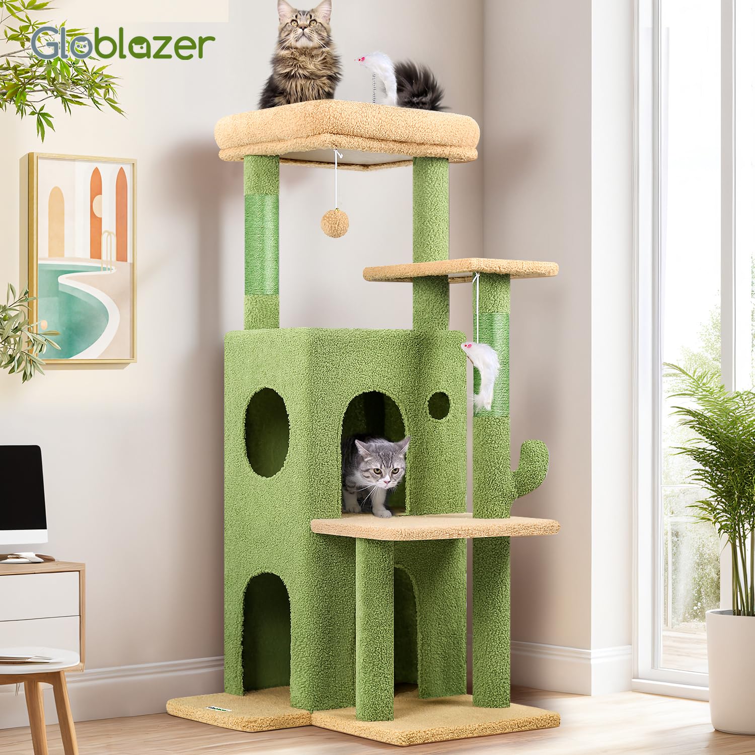 Globlazer poste para arañar, superficie resistente y duradera.