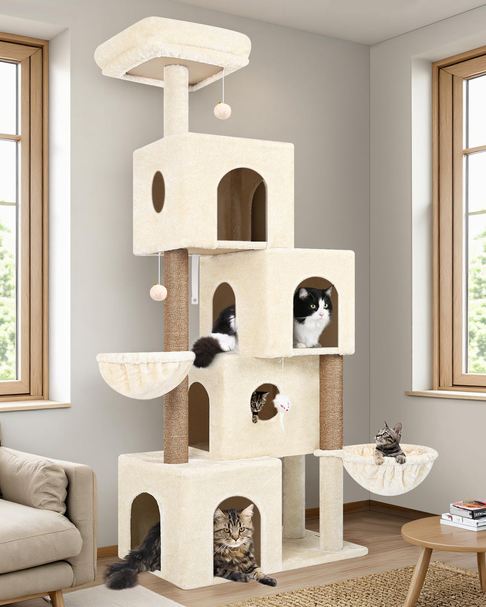 Globlazer torre-gato-70-pulgadas, ideal para descanso de varios felinos.