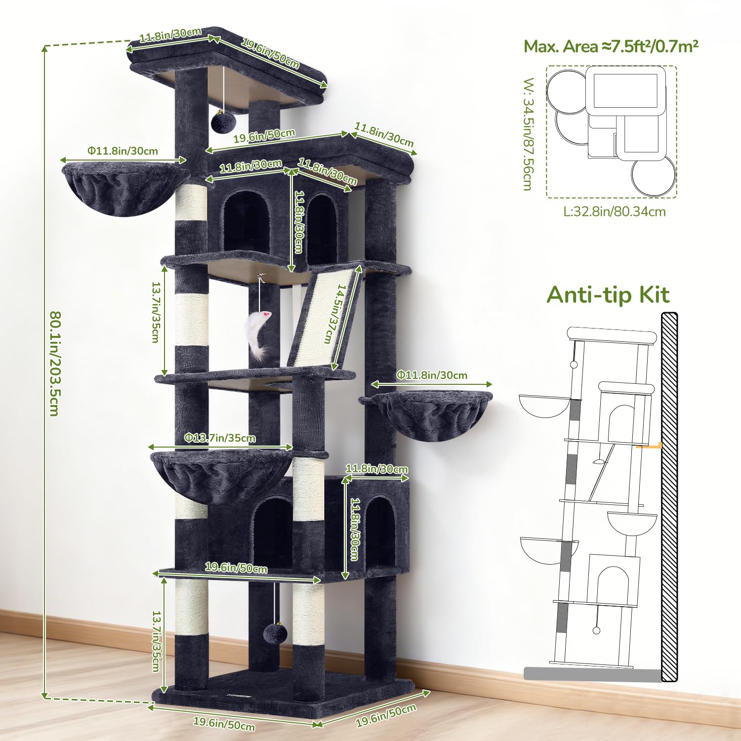 Globlazer torre para gatos, ensamblaje sencillo con guía y herramientas incluidas.