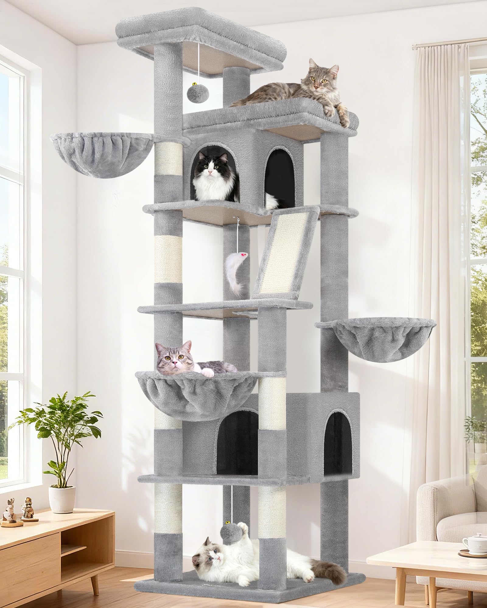 Globlazer torre-gato-80pulgadas: ideal para varios felinos y ejercicio vertical.