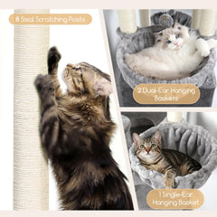 Globlazer torre-gato-82-pulgadas-cestas-colgantes: espacios suaves para siestas y juegos.