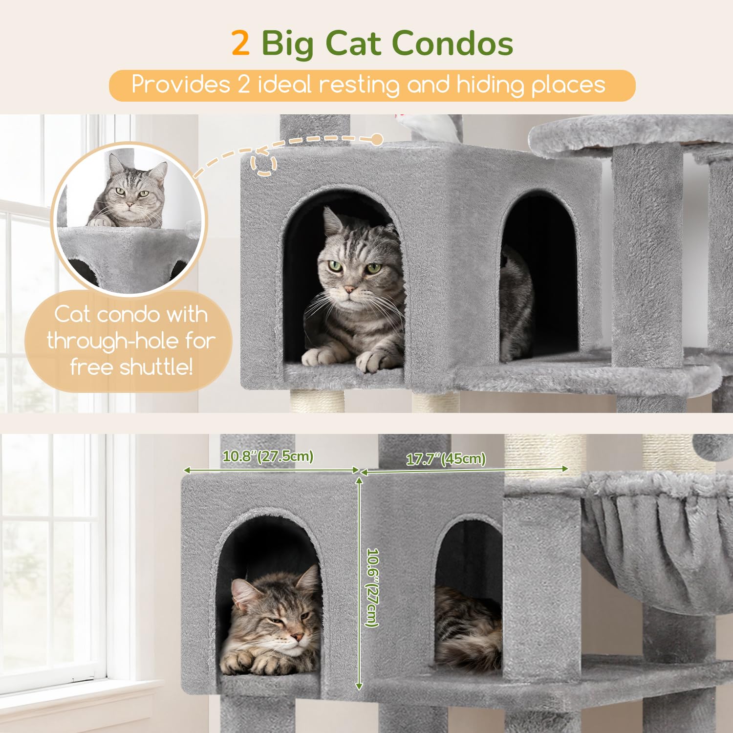 Globlazer torre-gato-82-pulgadas-perchas-grandes: plataforma para observar y descansar.