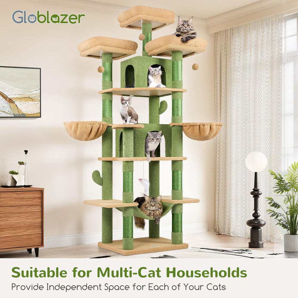 Globlazer torre gato cactus espacios multigatos ideal para hogares con varios felinos.