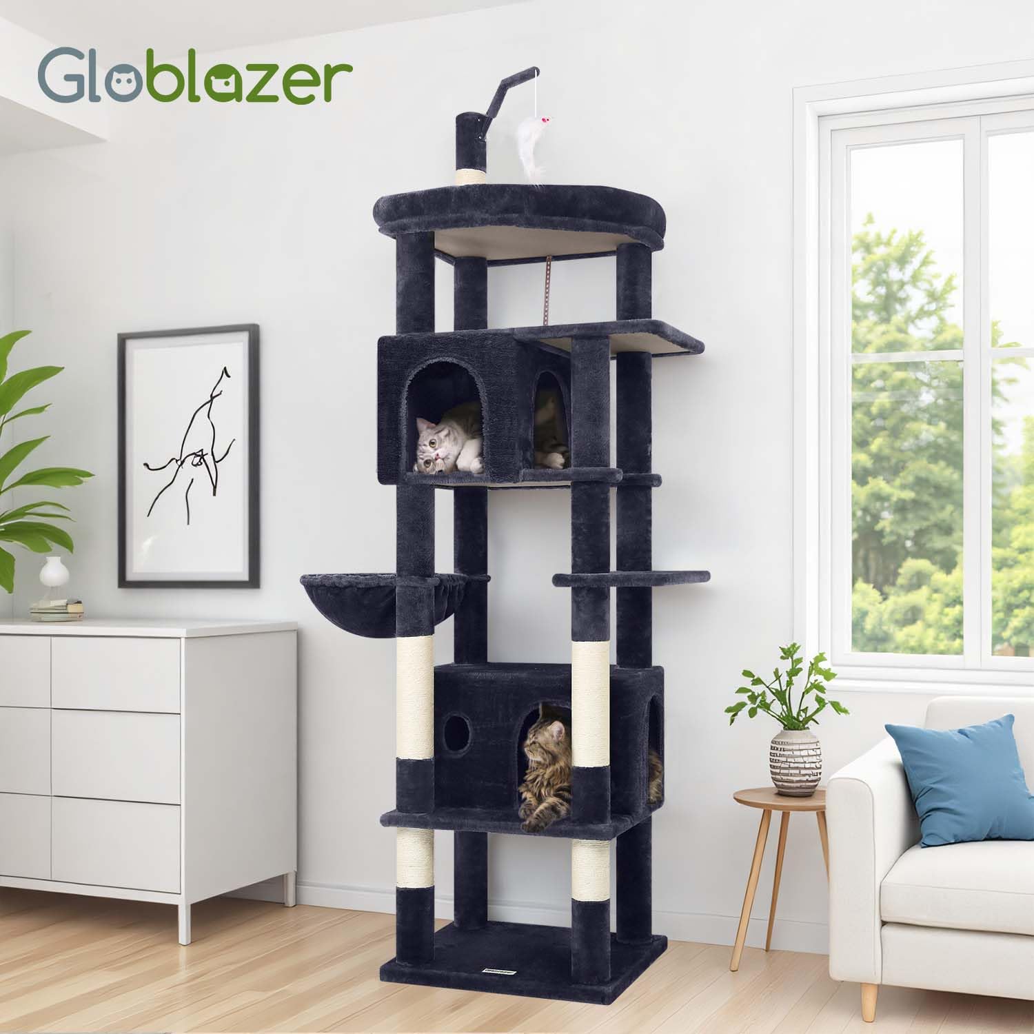 Globlazer torre gato grande - juego interactivo con varita incluida para estimular movimiento