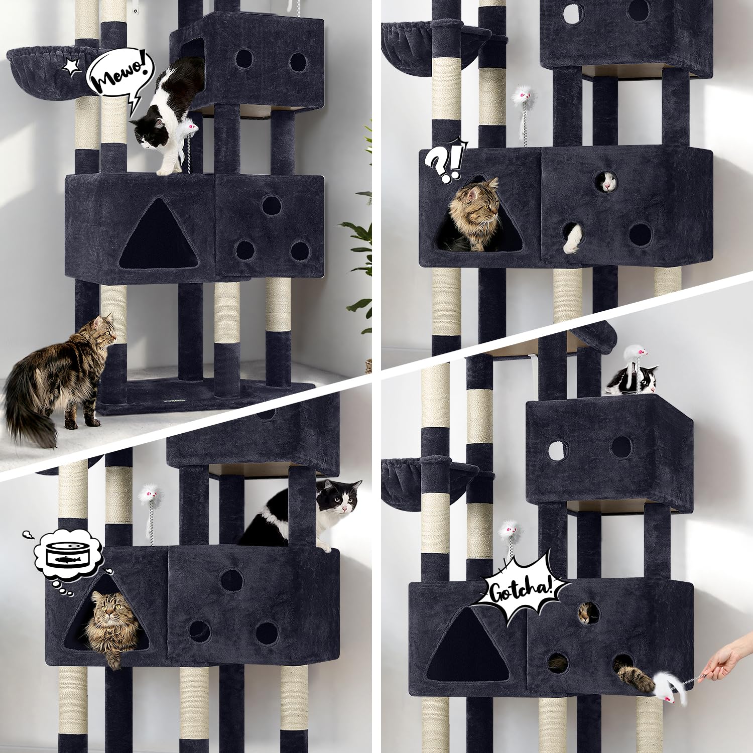 Torre Globlazer con 3 condos, perfecta para hogares con varios gatos.
