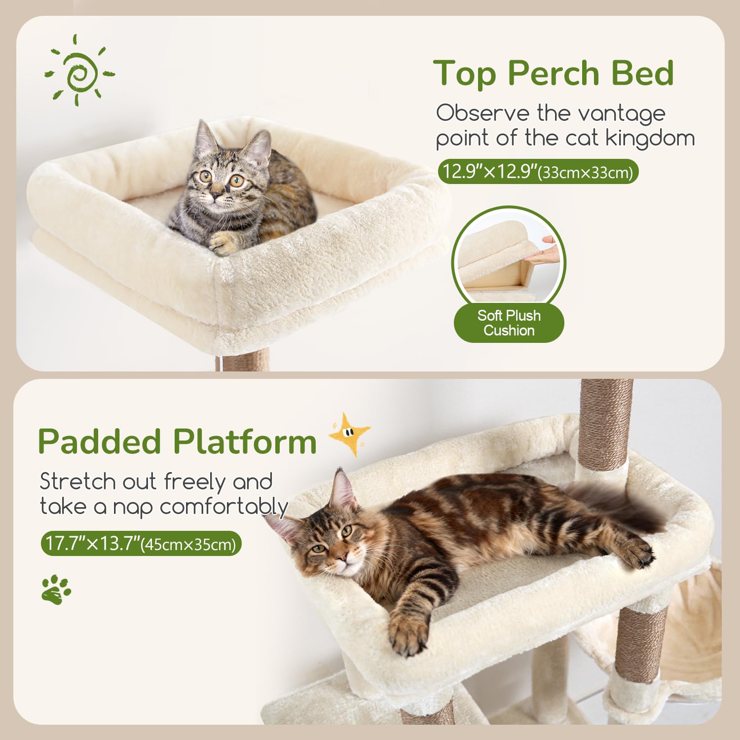 Globlazer torre para gatos con dos casas condo acolchadas para descanso privado.