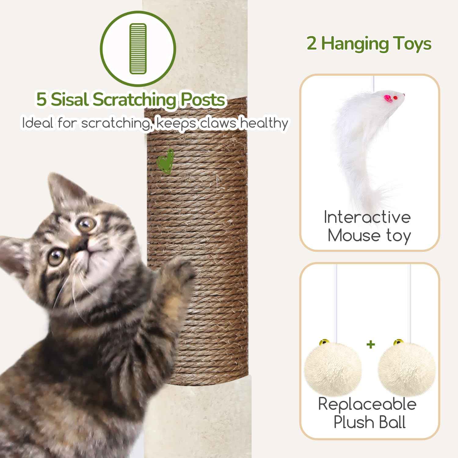 Globlazer cinco postes de sisal naturales para rascar y proteger muebles.