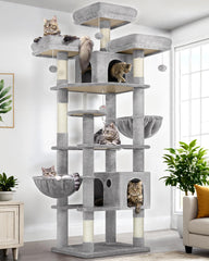 Globlazer torre gatos 82 pulgadas vista general, ideal para exploración y descanso