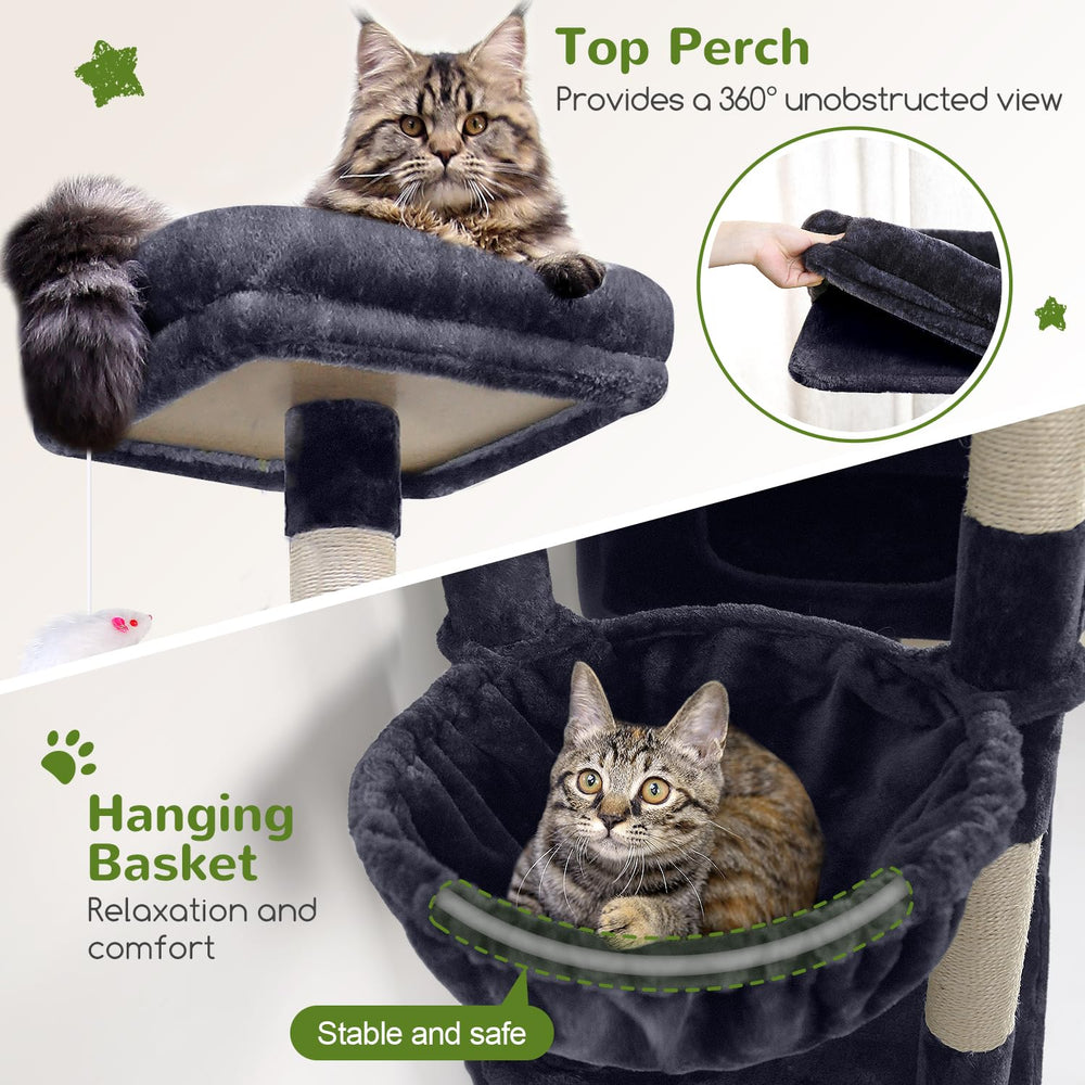 Cabañas para gatos en la torre Globlazer, refugio seguro para jugar y esconderse.