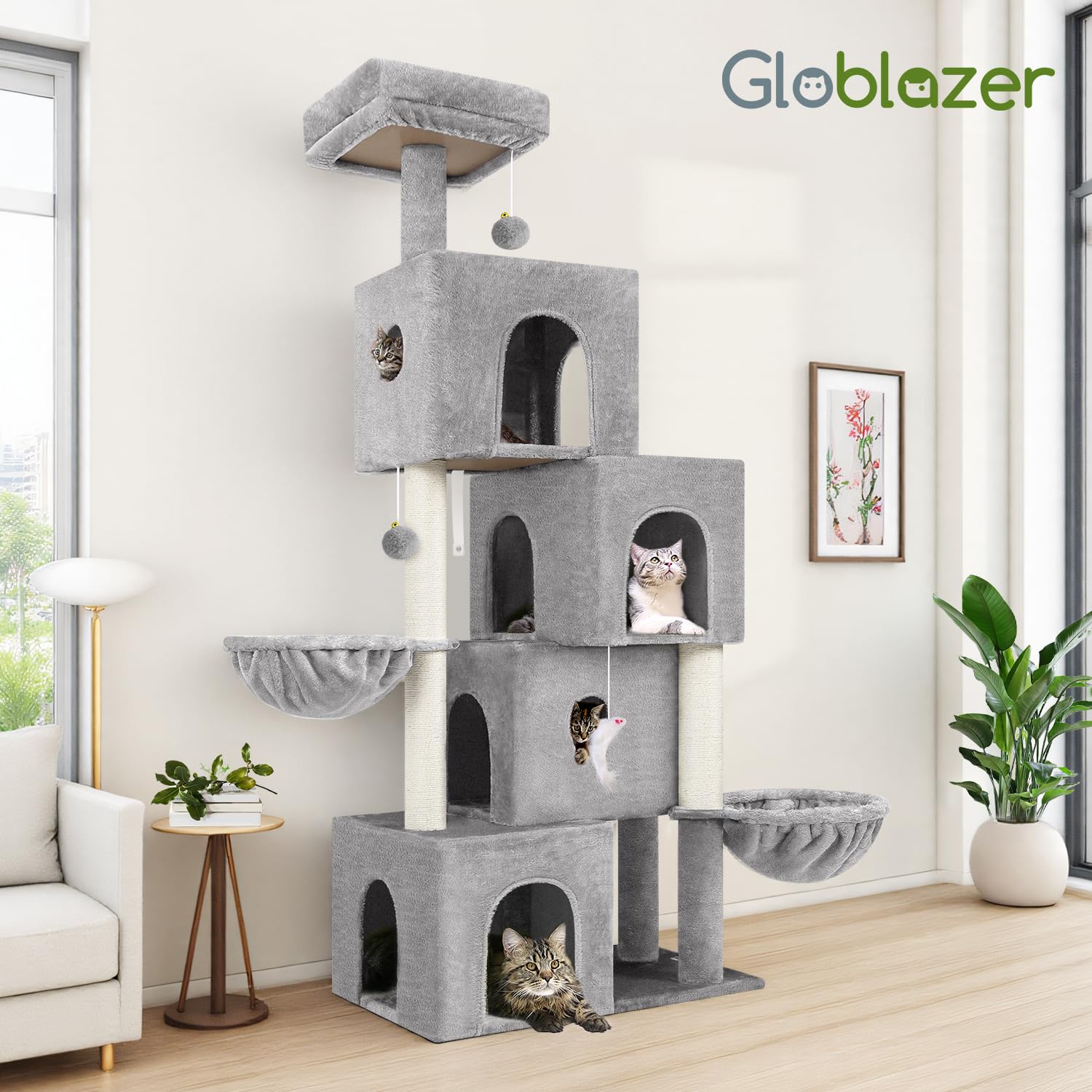Globlazer torre-gatos-ensamblaje-facil: instalación rápida con herramientas e instrucciones claras.