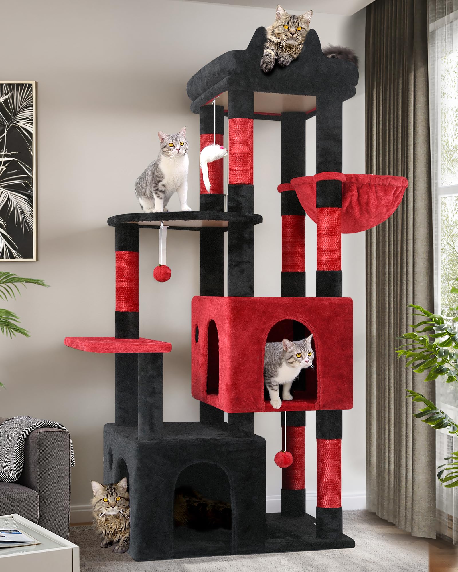 Torre Globlazer gotico para interiores; espacio vertical estable para gatos grandes.
