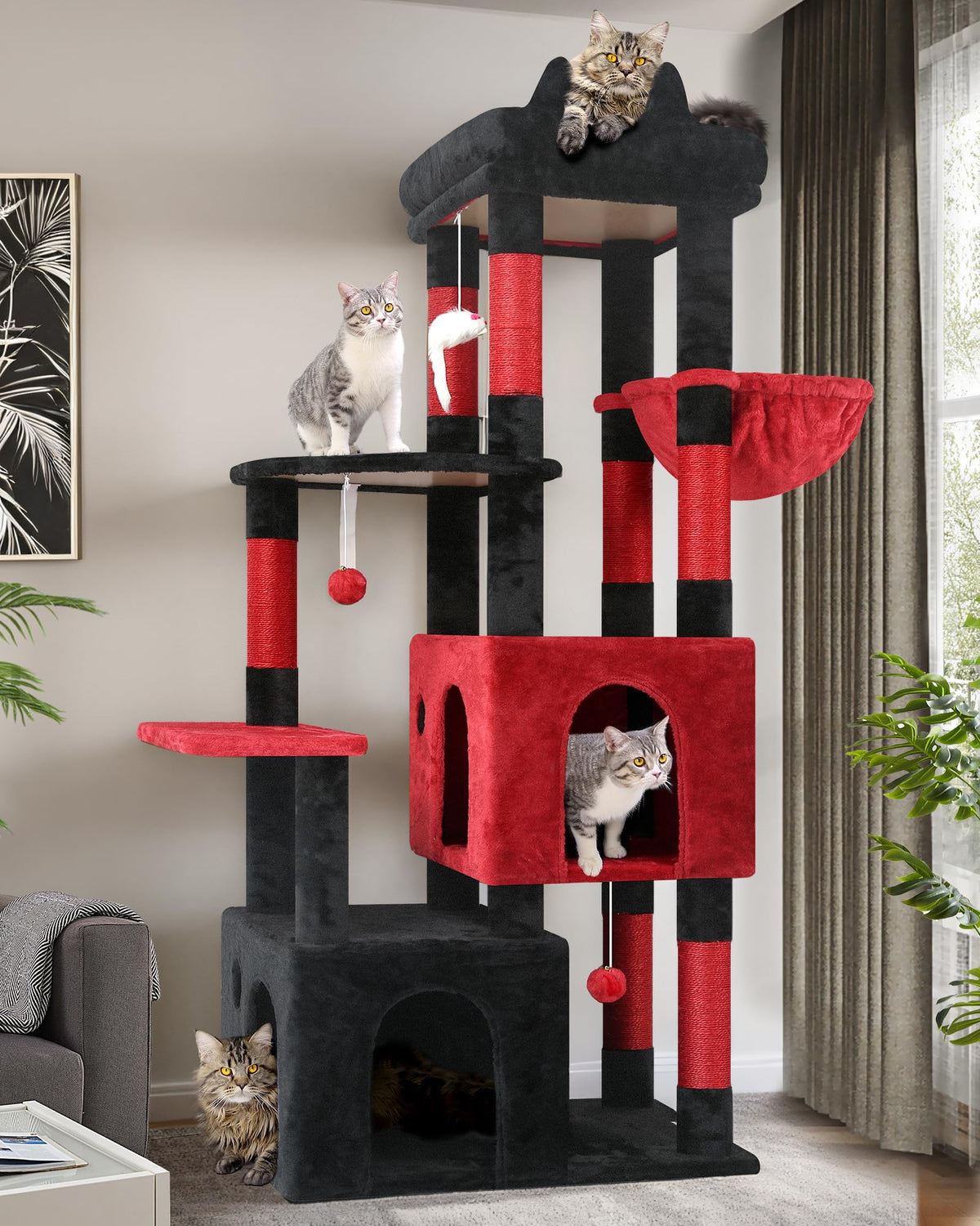 Torre Globlazer gotico para interiores; espacio vertical estable para gatos grandes.