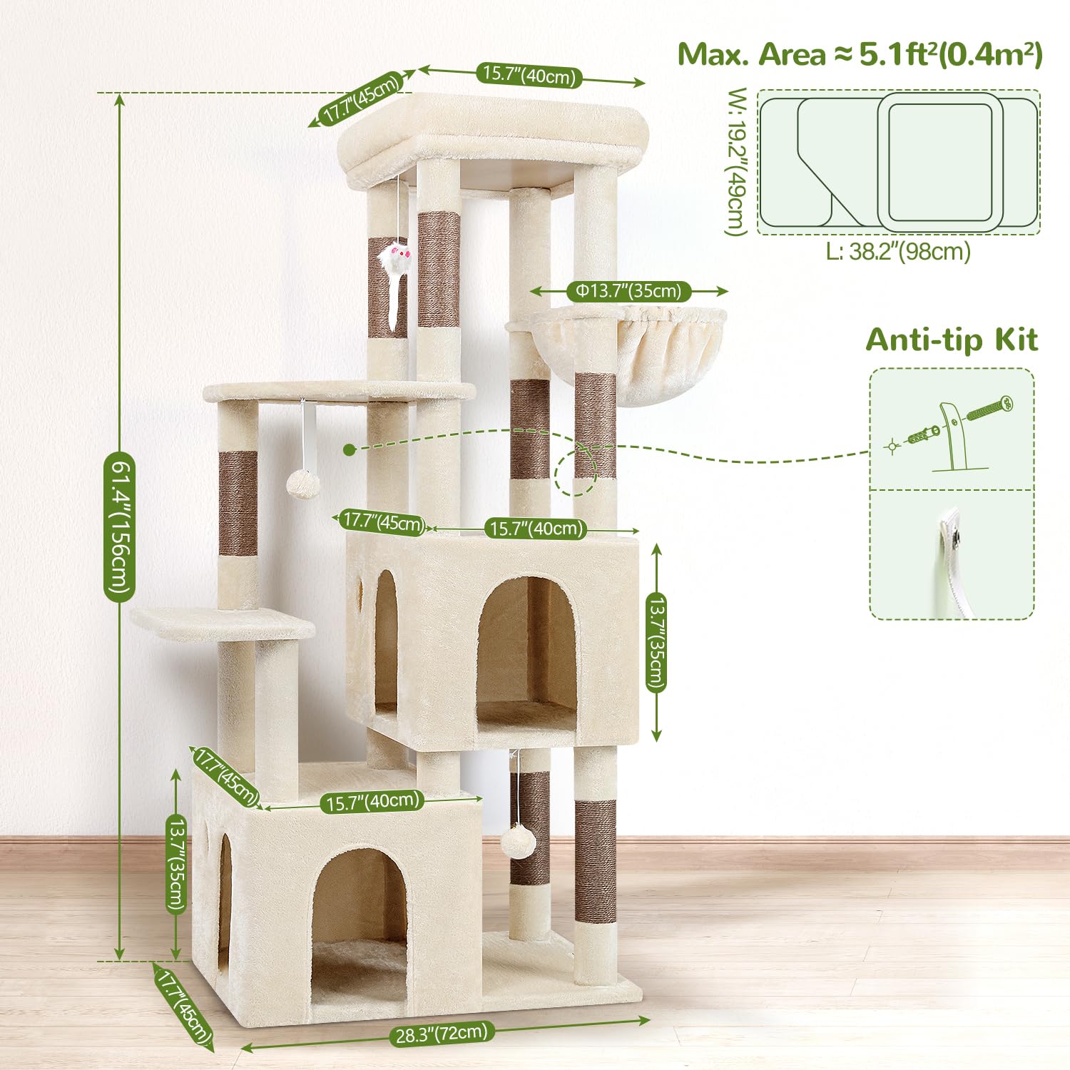 Globlazer torre de 61 pulgadas para gatos grandes