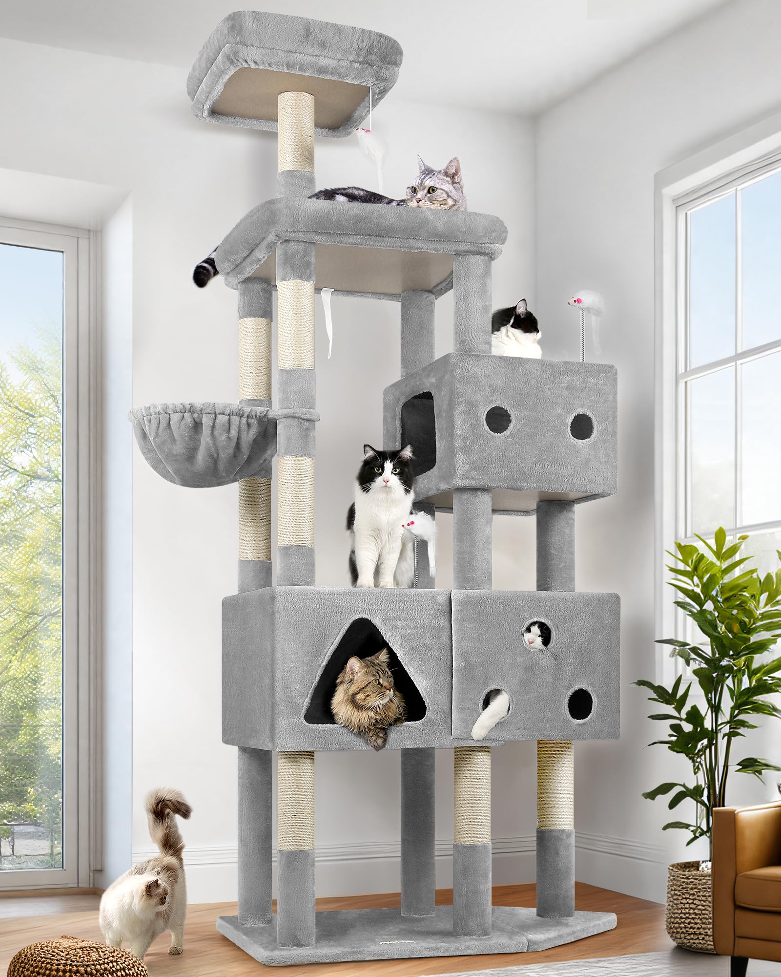 Globlazer torre para gatos XL, altura 81 pulgadas, ideal para felinos grandes.