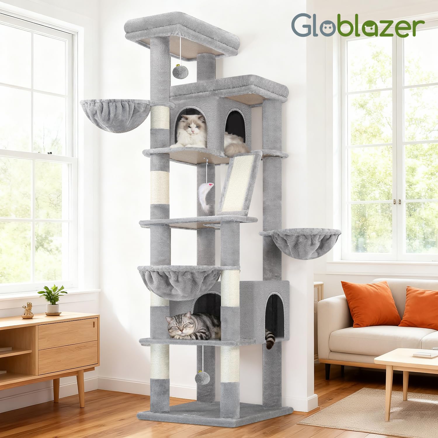 Globlazer uso-interior-multigatos: torre estable para casa activa.