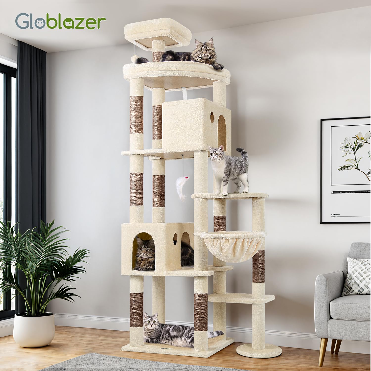 Globlazer uso en interiores para gatos grandes, privacidad y ejercicio diario