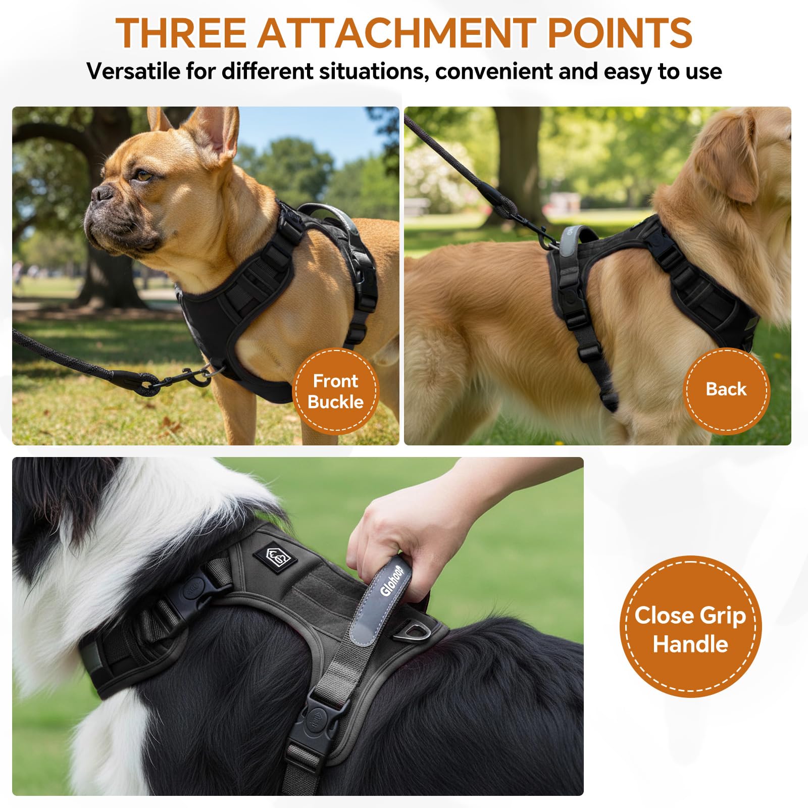 Glohoop arnés táctico, asa de control para guiar al perro