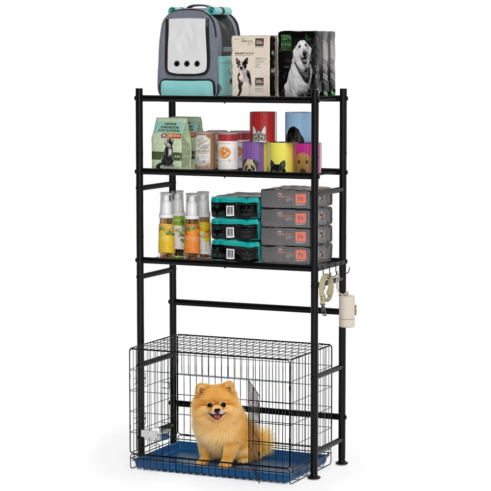 GloTika estante 3 niveles para jaula de perros, aprovecha el espacio vertical.