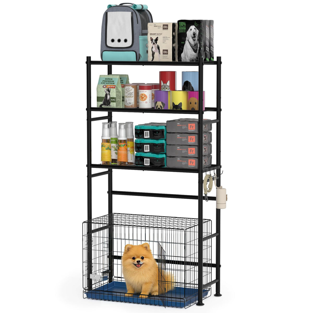 GloTika estante 3 niveles para jaula de perros, aprovecha el espacio vertical.