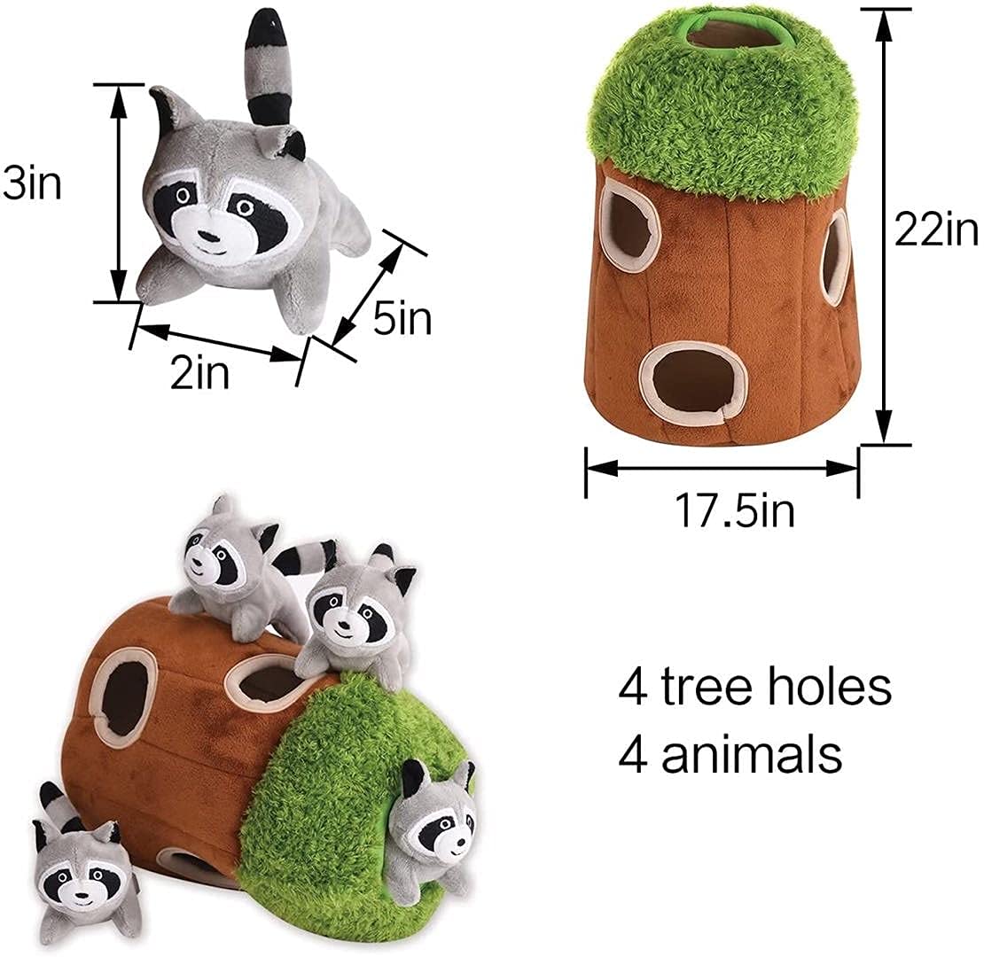 Glow Pups mapache-dentro-arbol: descubrimiento y exploración para perros.