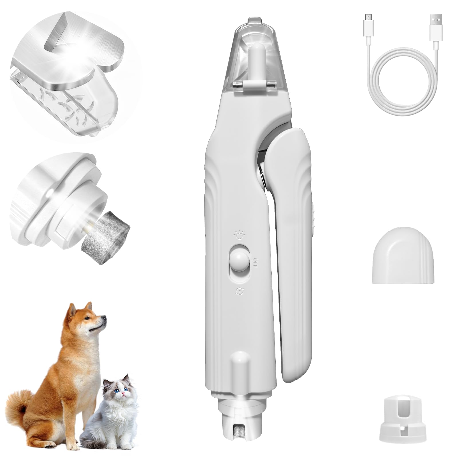 GLOWLY SUN cortauñas para perros y gatos con luz para cortes precisos