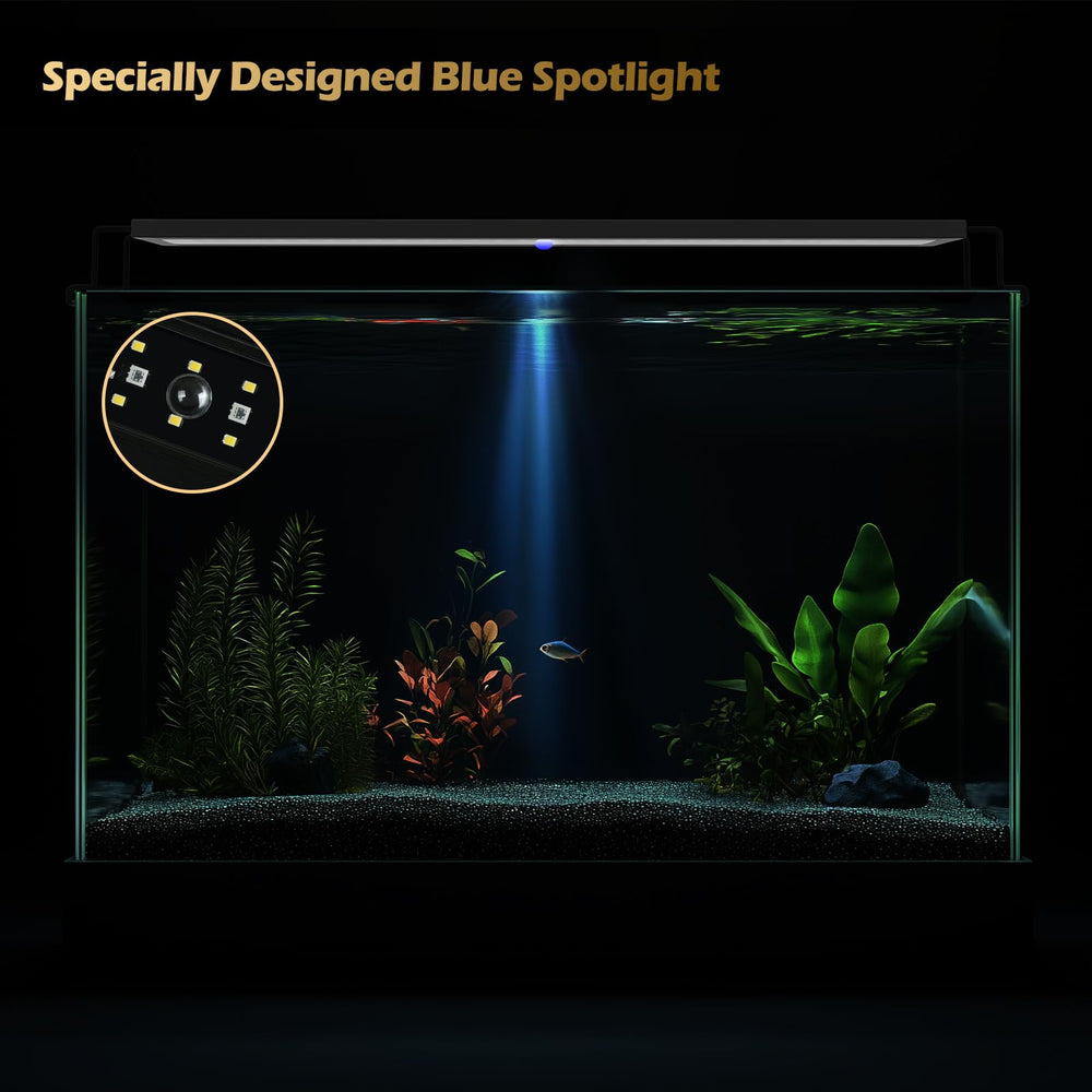 GLOWRIUM foco azul para acuarios plantados, efecto visual destacado.