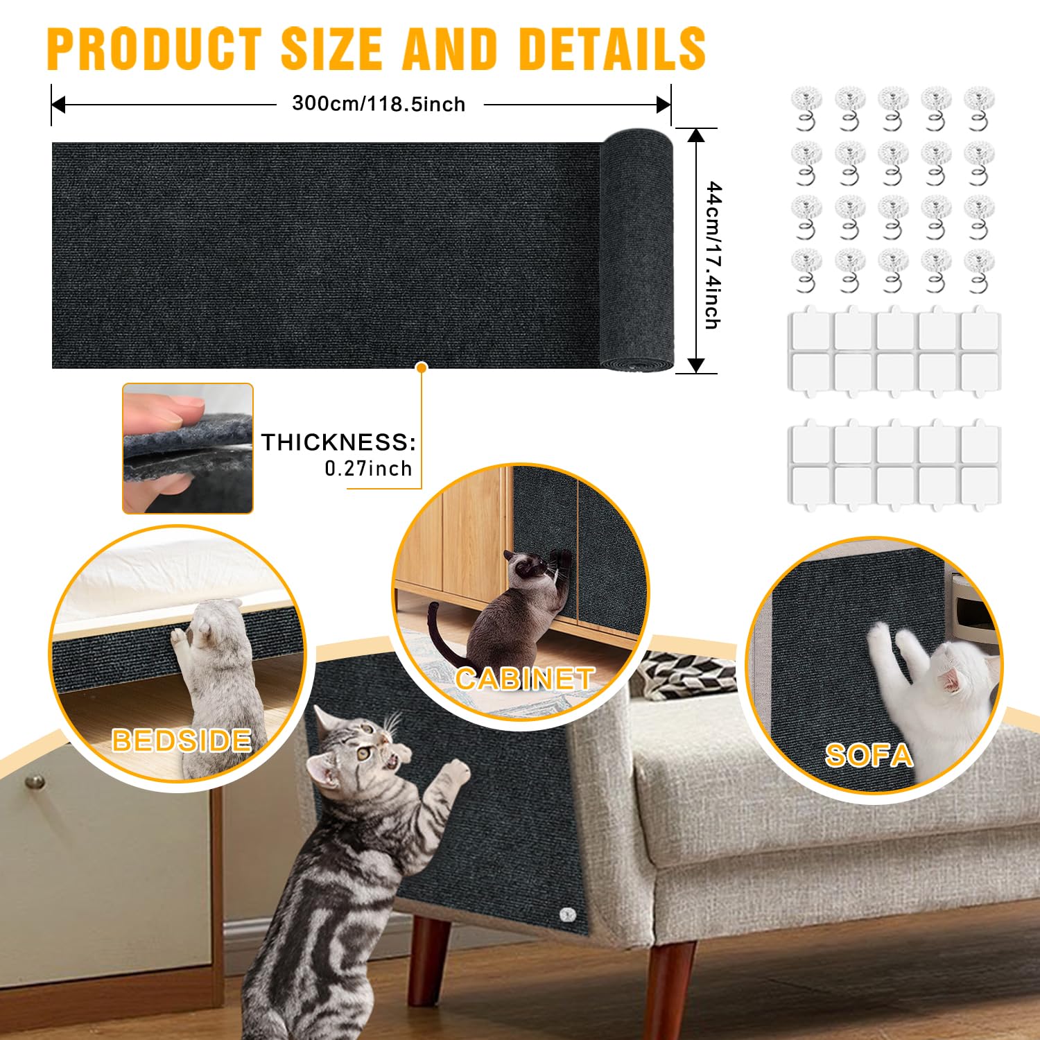GMEZZO Alfombra rasca-gato para protección de sofás y tapizados
