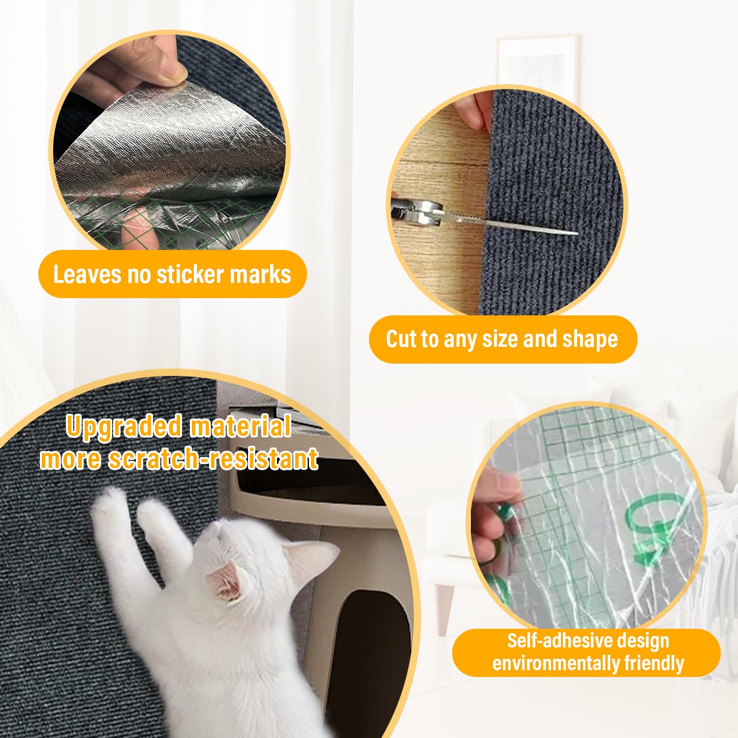 GMEZZO Juego de rasca-gato adhesivo para superficies lisas