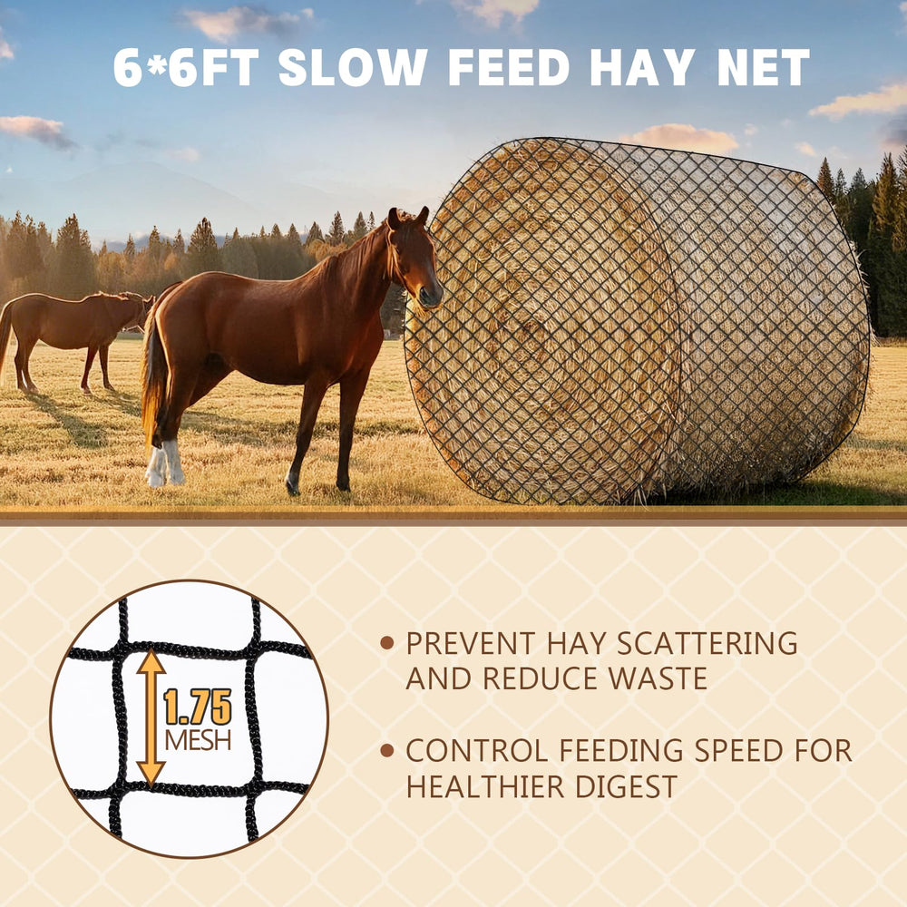 GmTonty detalle sin nudos, malla robusta y segura para los caballos