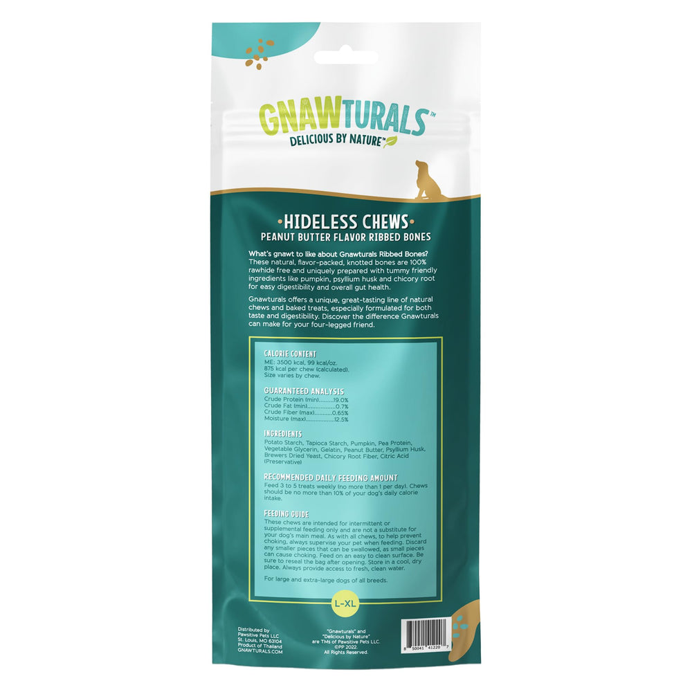 Gnawturals Hueso estriado sin cuero crudo para masticación segura