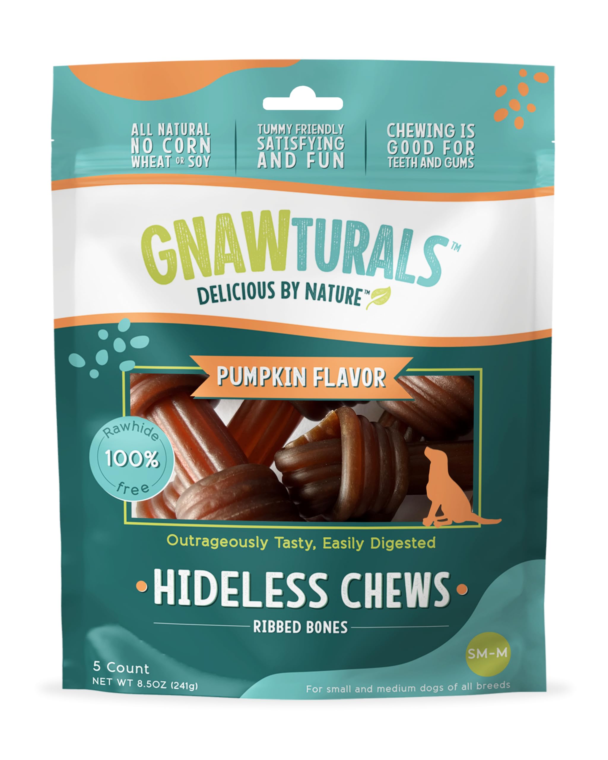 Gnawturals Huesos con estrías y sabor a calabaza para masticar