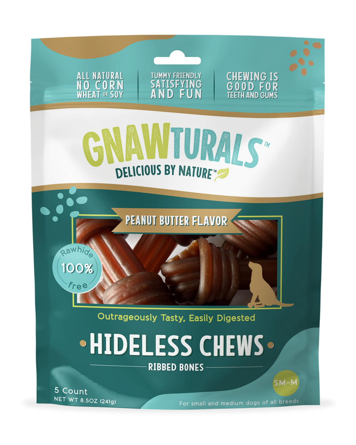 Gnawturals Huesos Estriados con mantequilla de maní para perros medianos y grandes