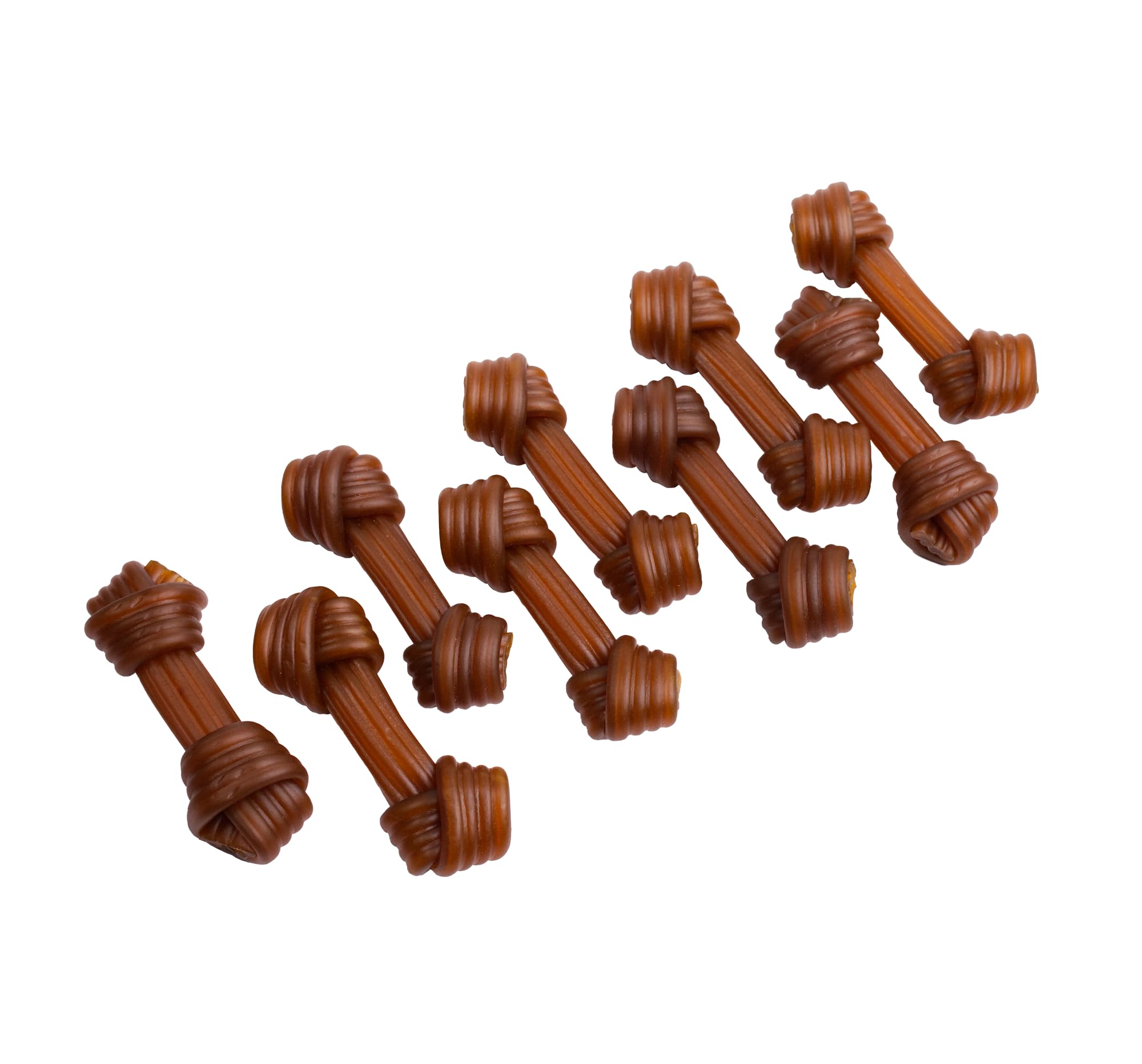 Gnawturals para perros grandes, hueso estriado en acción.