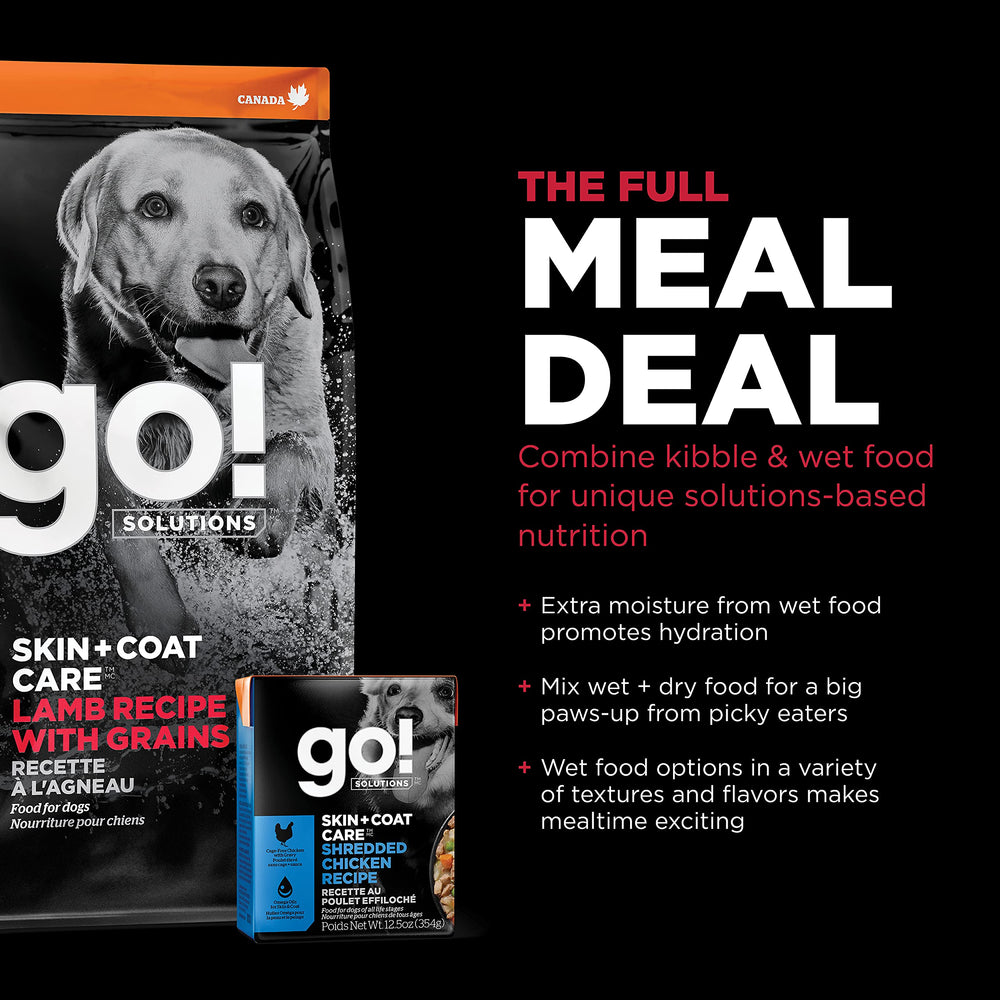Go! Solutions croquetas, probióticos y fibra de achicoria para digestión saludable.