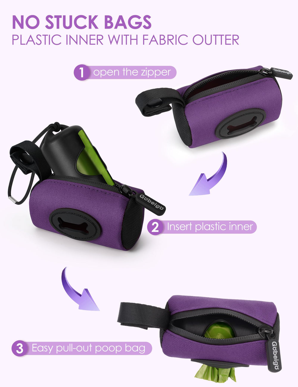 Gobeigo dispensador con acceso fácil para bolsos en paseos.