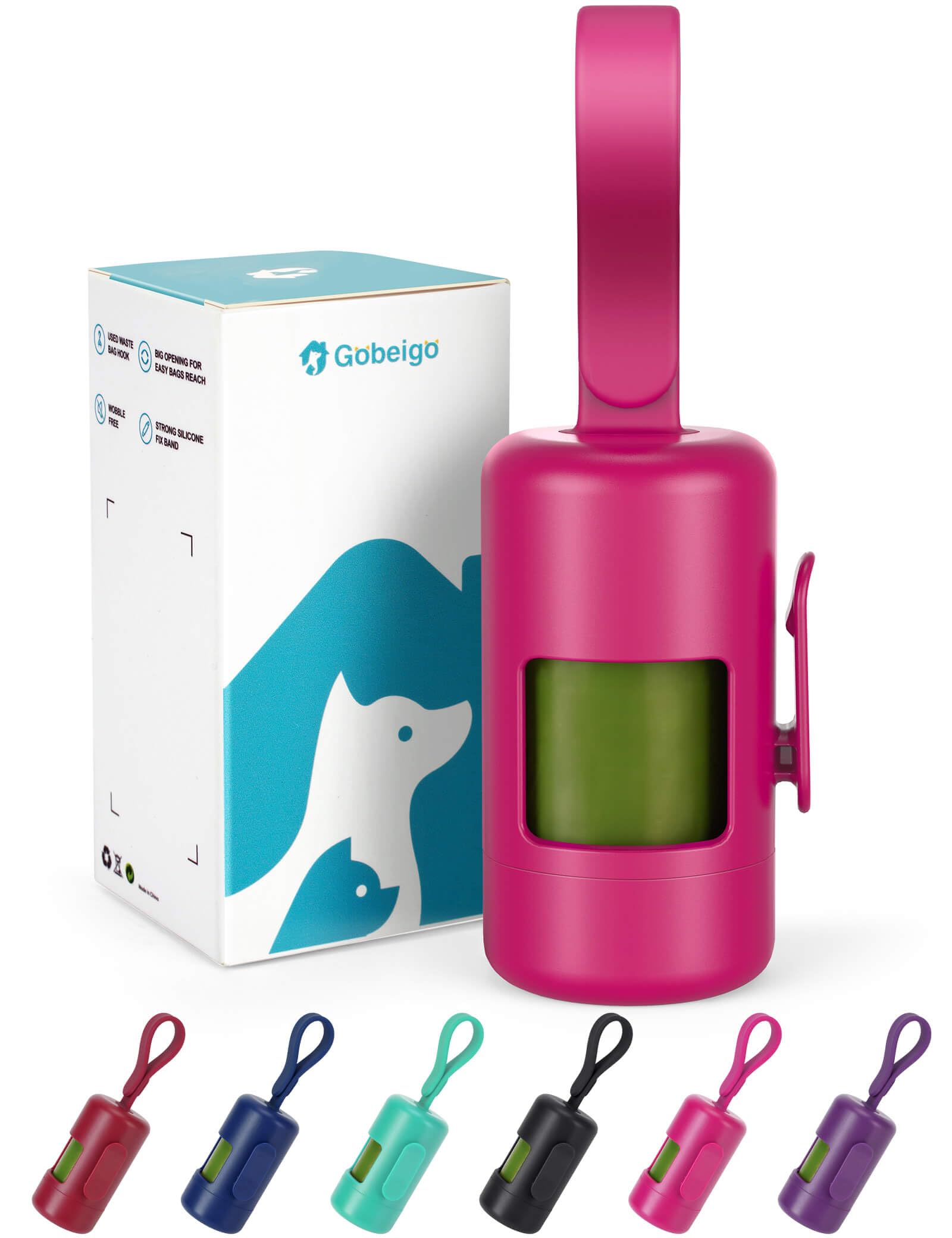 Gobeigo porta-bolsas con gancho práctico para paseos de perro