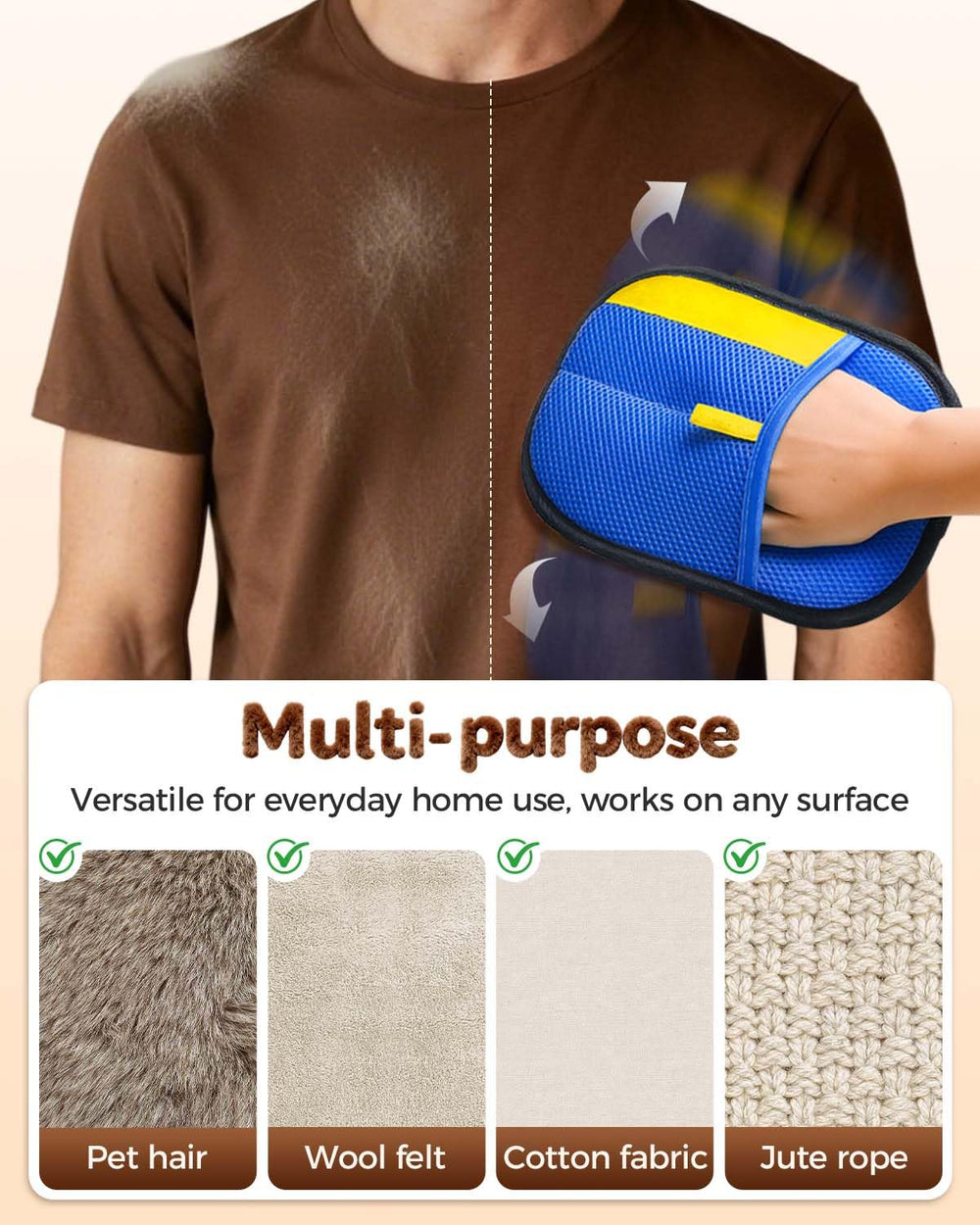 Godmifa guante quita pelo lavable reutilizable: ahorro y menos residuos frente a rodillos.