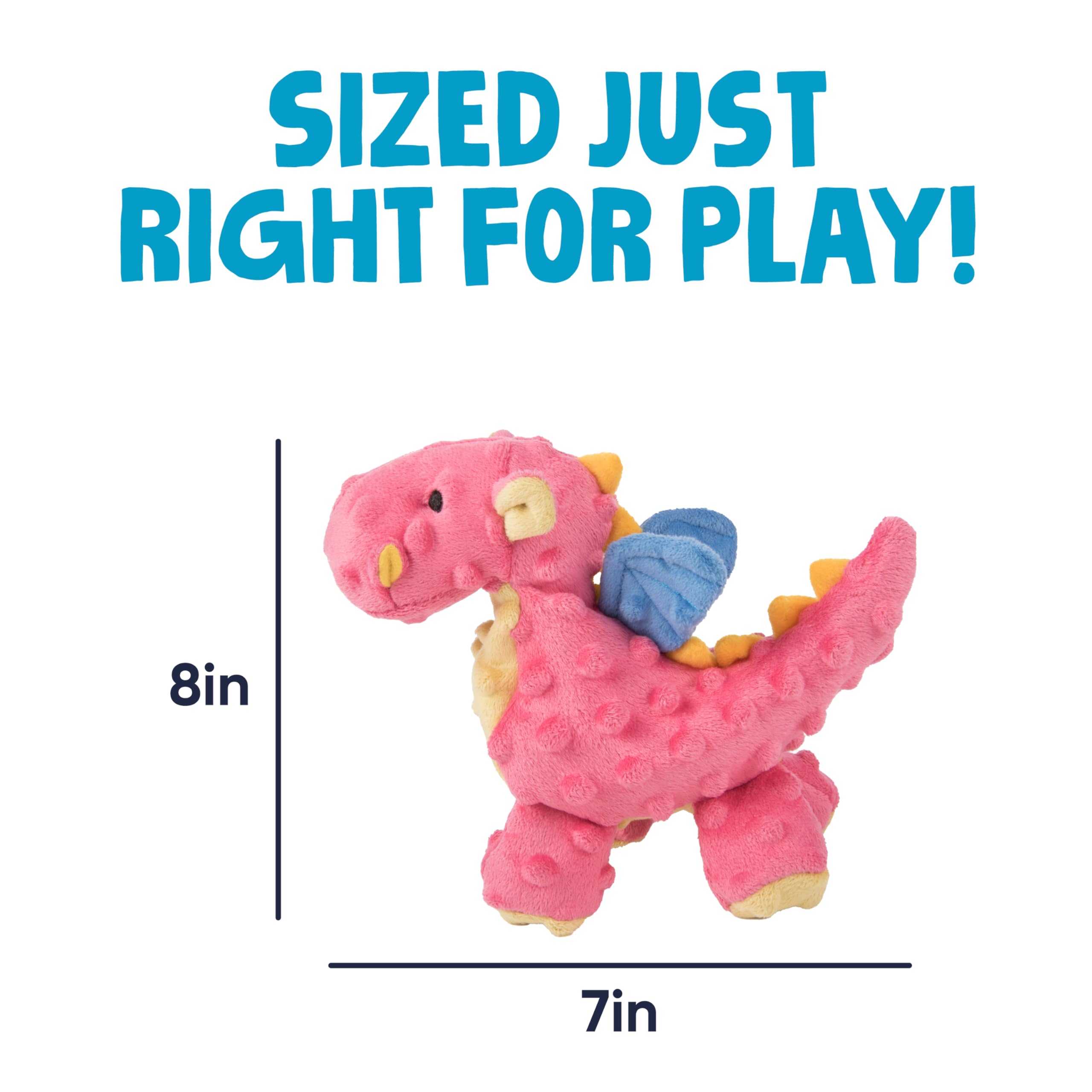GoDog dragones-peluche-durabilidad-chew-guard coral pequeño, diseñado para mordidas moderadas.