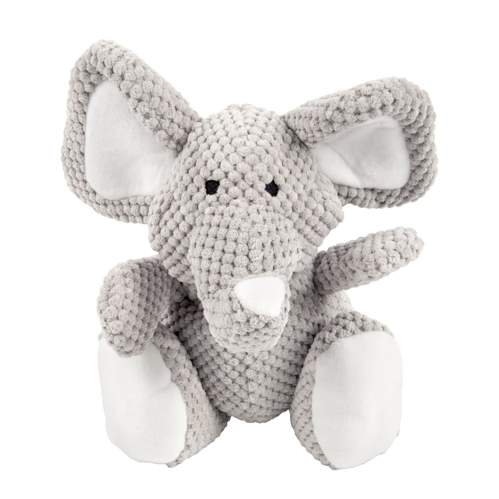 goDog elefante a cuadros gris grande con chirriador para juego activo