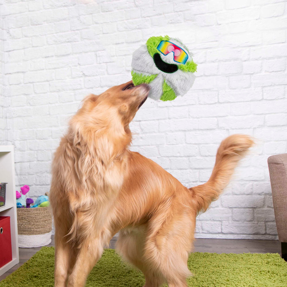 goDog Juguete TPE y peluche texturizado, verde y blanco para masticación