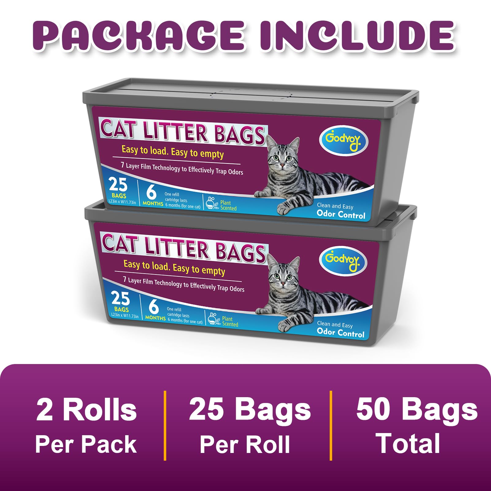 Paquete doble de 50 bolsas para uso prolongado.