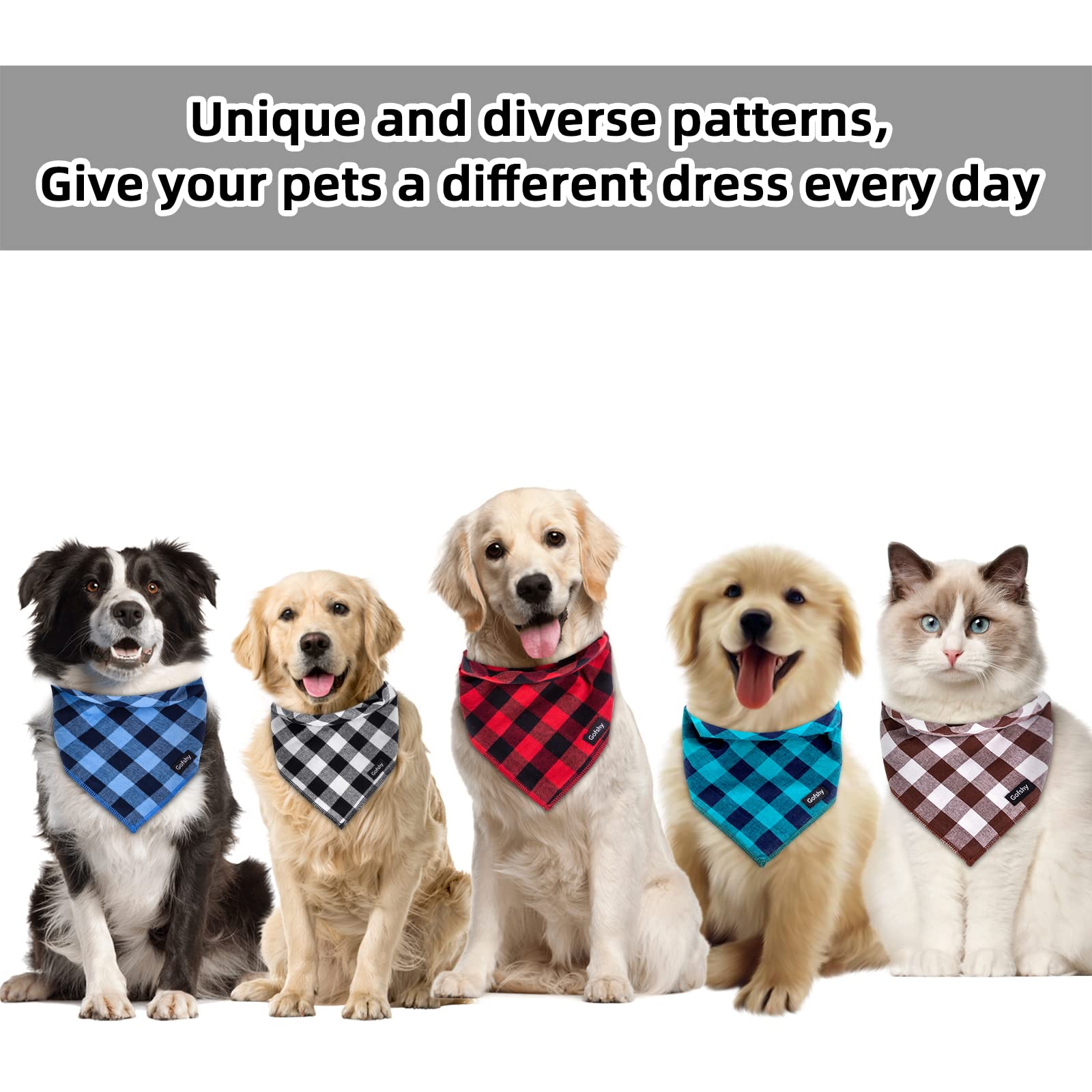 Bandana ajustable Gofshy para perro, cierre fiable y ajuste cómodo