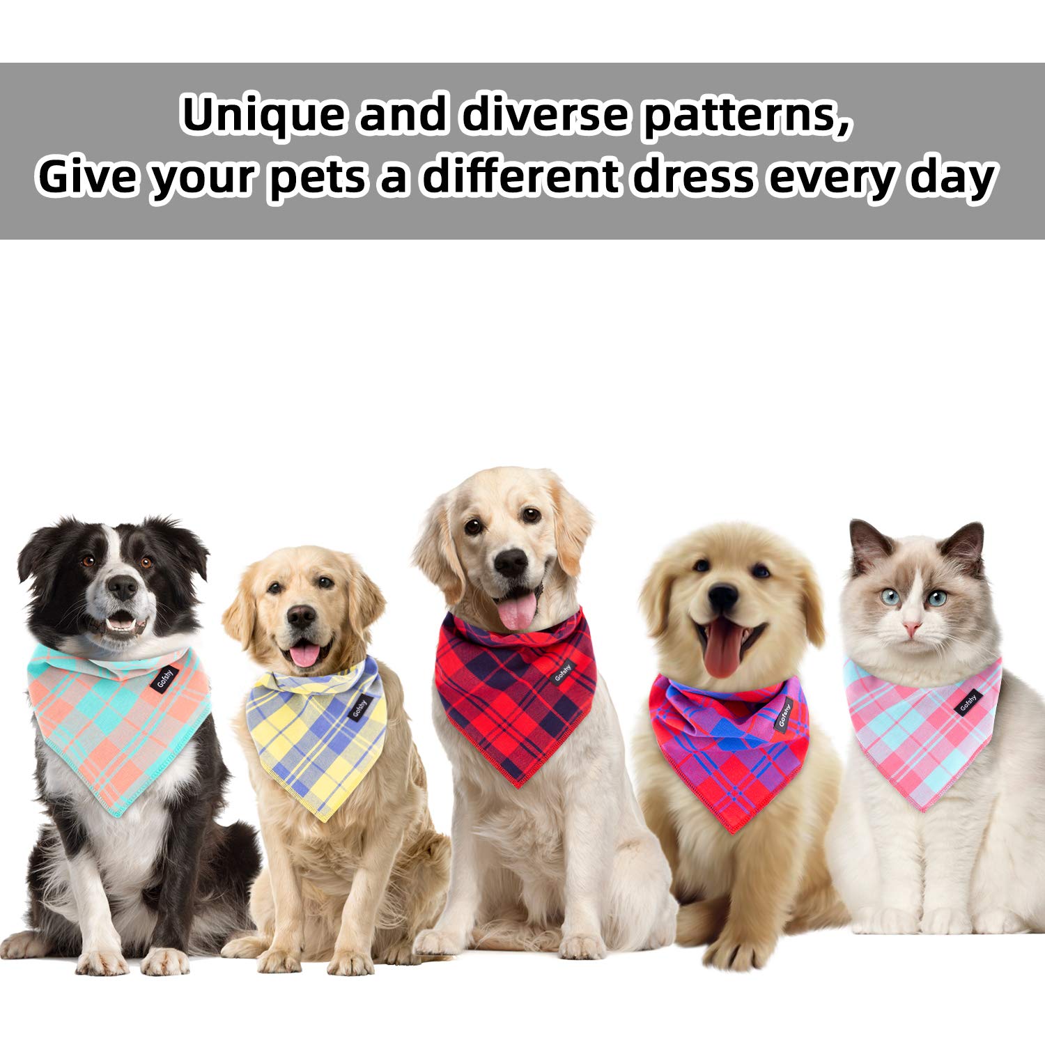 Bandana ajustable Gofshy para cuello, talla adecuada para mascotas pequeñas