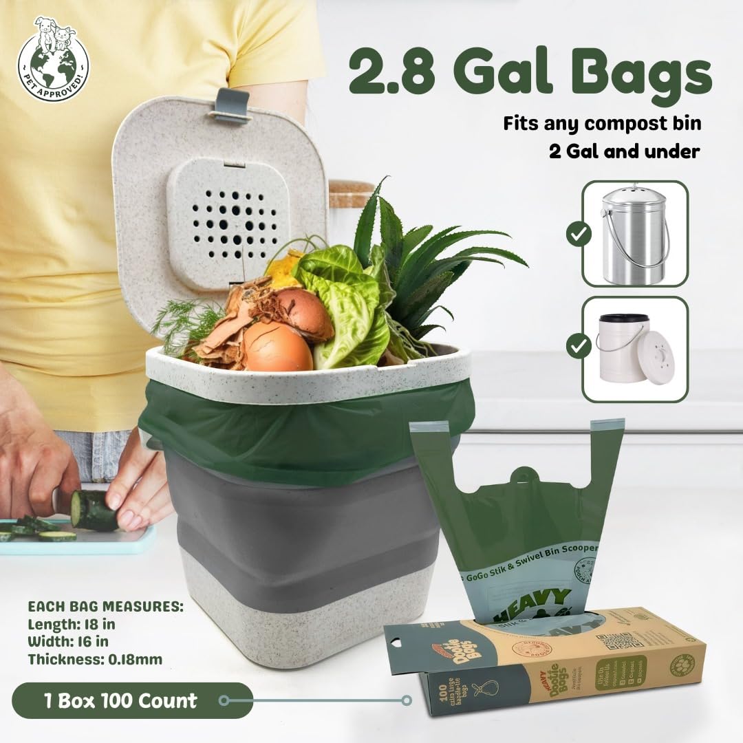 Bolsas hechas de almidón de maíz GoGo Stik para una opción limpia.