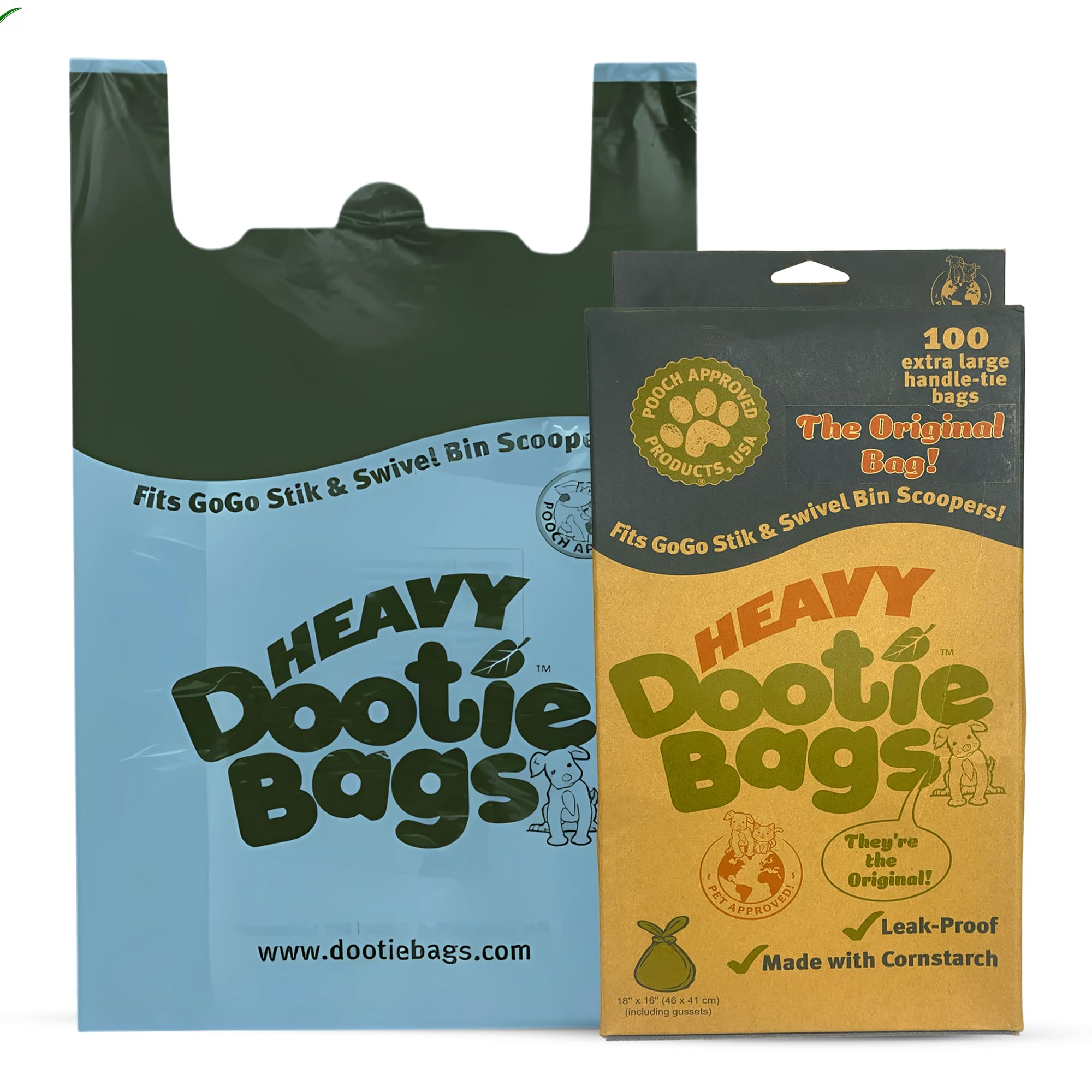 Bolsas pesadas GoGo Stik con dispensador para uso rápido y limpio.