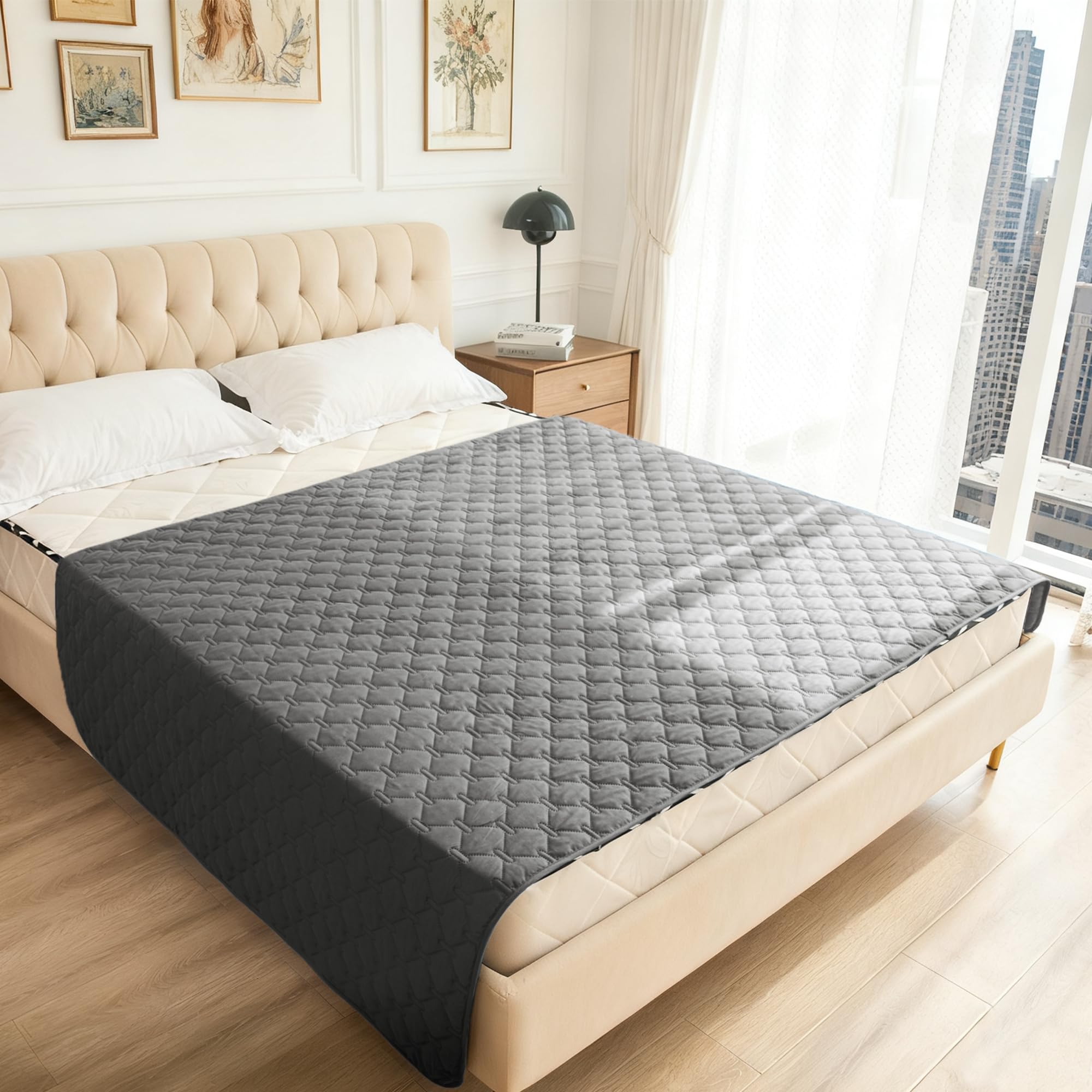 Funda gogobunny impermeable, doble cara, diseño a cuadros, para cama 82x82.